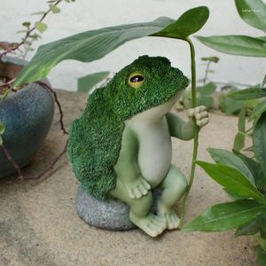 Figurines décoratines résine brocoli grenouille figurine statues animales créatives pour sculpture intérieure jardin de salon de bureau de bureau mignon de maison