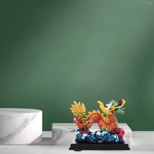 Figurines décoratives en résine Dragon du zodiaque chinois, Statue de richesse rétro Feng Shui, Mini tableau de bord de voiture, Sculpture animale