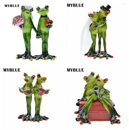 Decorative Figurines Resin Couple Lovers Frog Wedding Decoration Figurine Miniatures MYBLUE Kawaii Nordic Home Room Accessories Gift