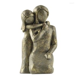 Figurines décoratines résine artisanat bronze 13 cm vintage fille hug maman statues et sculpture fille cadeau de décoration intérieure pour mère