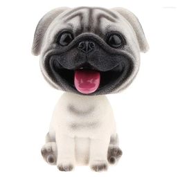 Decoratieve beeldjes Hars Schattig Bobble Head Hond Bobbing Puppy Beeldje Speelgoed Thuis Thuis/Auto Dashboard Voor Auto Voertuig Decoratie - Mopshond