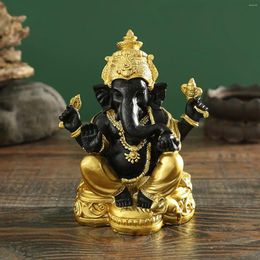 Figurines décoratines Résine Figurine Inde Elephant God God Bouddha Living Room Porch Decor