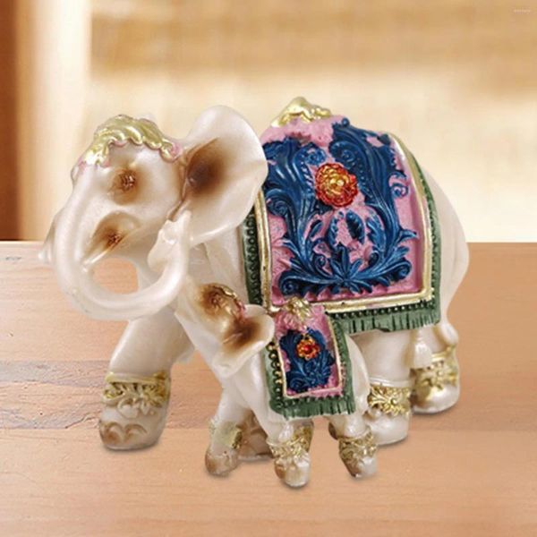 Figurines décoratives en résine mère et enfant d'éléphant, cadeau de pendaison de crémaillère polyvalent