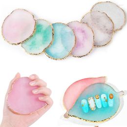 Decoratieve beeldjes Hars Nail Art Painting Gel Palet Diy Manicure Accessories Tools Golden Edge Pools Agaat Mix Roer Crystal Gem Plaat