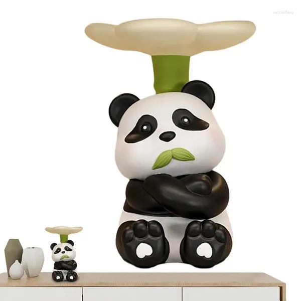 Figuritas decorativas de resina con forma de bandeja de Panda, estatua de adorno, organización para escritorio, adornos atractivos para sala de estar