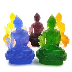 Figurines décoratives en résine, personnage de pharmacien, Statue de bouddha, Art couleur, décoration de maison, salon, chambre à coucher, Feng Shui, 13cm