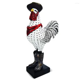 Figurines décoratines Resin Rooster Ornement Cowboy Sculpture Statue Desktop Decoration Salon Bureau Bureau d'étude