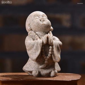 Figurines décoratines Résine Sandstone mignon petit moine Bouddha blanc MAITREYA ORNAMENT OFFICE HOME DÉCOR