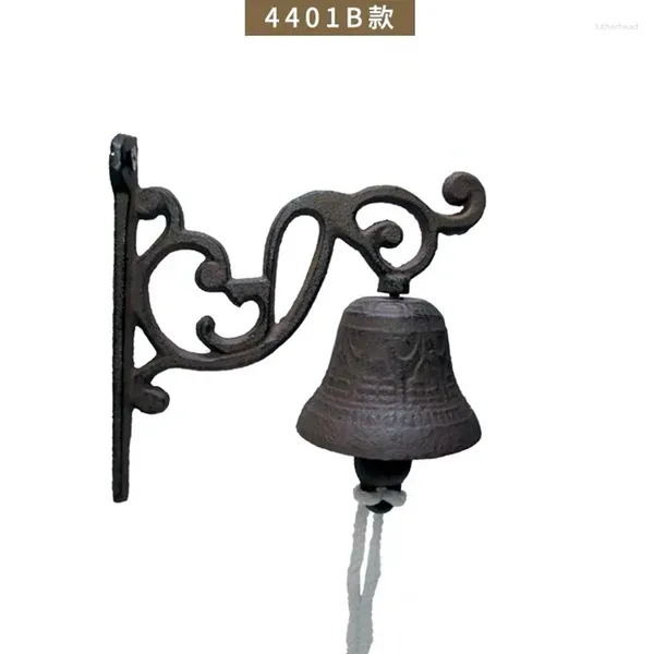 Figuras decorativas Retro Costilla de hierro fundido Pared colgante Bienvenido rústico Entrada de la entrada Campana Vintage Diseño Decoración de anillos de puerta para el hogar