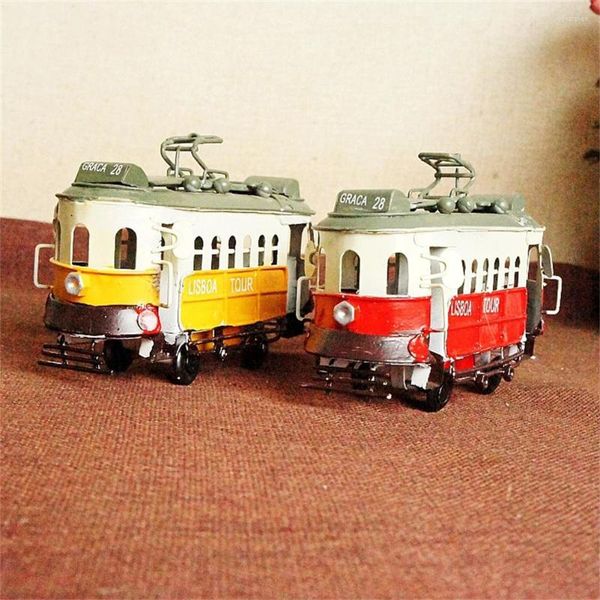 Figuritas decorativas, modelo de autobús de tranvía creativo Retro, adornos para el hogar, artesanías de Metal, regalos de cumpleaños, accesorios de oficina hechos a mano