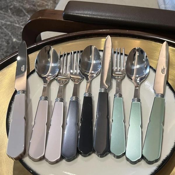 Figuras decorativas Retro Gustave Cades Juego de vajilla de estilo coreano Esterlina Pearl Lustre Many Spod Spoon Cena Western Dinner Kitchen