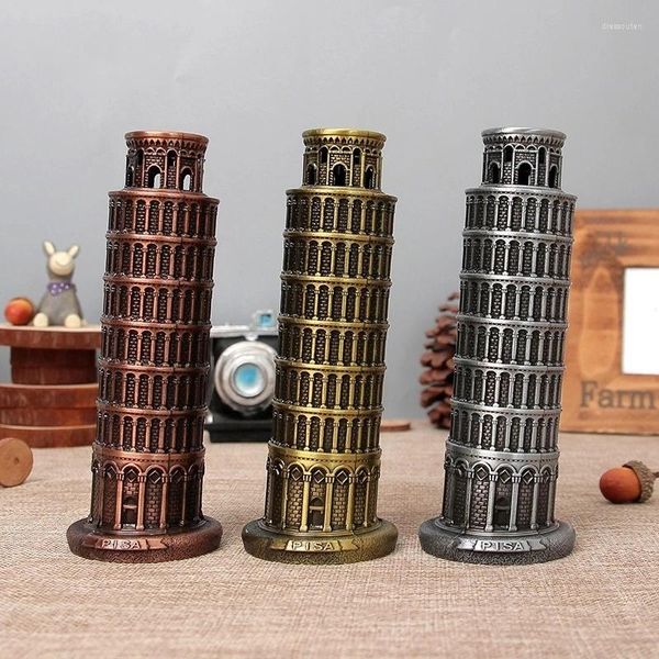 Figurines décoratines Retro Metal Le penchant de décoration de maison Pise Pisa Office Desktop Craft Bronze Deccase Showcase Souvenir Cadeau