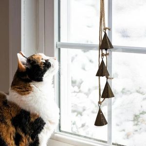 Decoratieve beeldjes retro -stijl koe bell metalen hangende klokken kerst met kabelgrenzen tuzaam tuindeur huisdecoraties