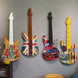 Decoratieve beeldjes retro smeedijzeren gitaar muur hanger creatief decoratie thuisbar coffeeshop decor