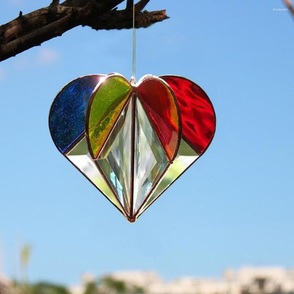 Figurines décoratives romantique acrylique multi-facettes coeur capteur de lumière du soleil lumière créative mariage saint valentin cadeau pour les amoureux carillons éoliens