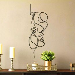 Figurines décoratives décor de chambre esthétique Art abstrait femme ligne métal mur décoration de la maison fer visage humain pour vivre