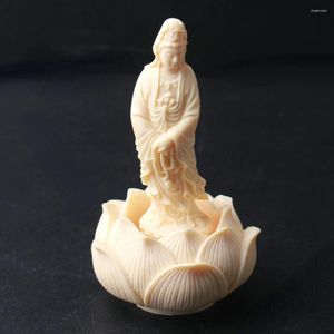 Figurines décoratives Rosaire Bouddha Lotus Ornement Ivory Nut Craft Religious Statue