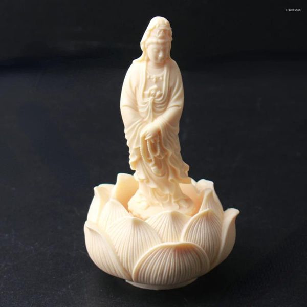 Figuras decorativas Rosary Buda Adorno de loto Nut Craft Statue religioso