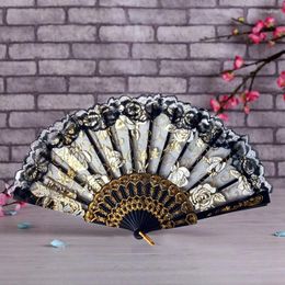 Figurines décoratives Rose Bloem Kant Fans chinois Stijl Dance Mariage Party Bridal Hand Gypsy Vouwen Decoratie