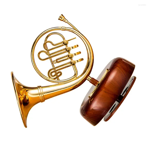 Figurines décoratives Boîte de trompette tournante Morloge d'instrument de musique Modèle de musique de musique Artware Tuba