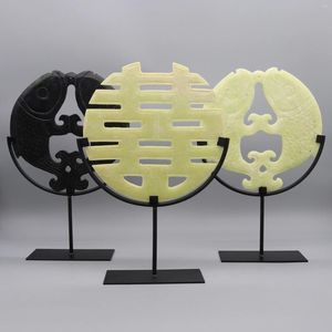 Dekorative Figuren, runder Glücksstein, zeigt doppeltes Glück, chinesisches Schriftzeichen, Heimdekoration