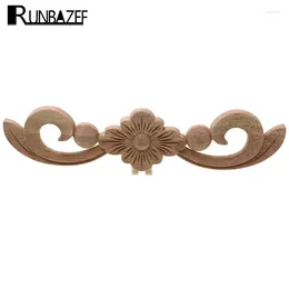 Figurines décoratives Runbazef Flower Wood Scarping Appliques naturelles pour l'armoire de meubles Moulures boisées non peintes Figurine