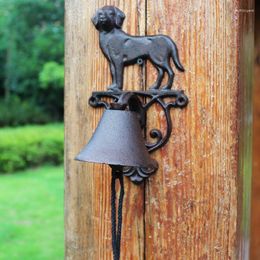 Decoratieve beeldjes Rustieke hond Giet Iron Hand Kringte Wall Bell Farm House Accenten Handgemaakte Retro Home Garden Monteer Decor Welkomdeur