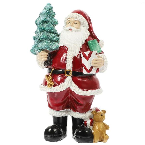 Figurines décoratives Santa Claus Ornement Décoration Résine Ornements de Noël Sculpture du ménage Figure de Noël Bureau de fête