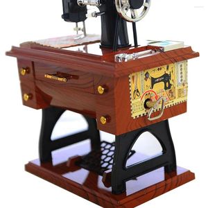 Figurines décoratives coudre-machine-music-box-vintage-main-mécanisme mini-mécanisme Mini décoration de table de table rétro musicale