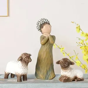 Decoratieve beeldjes Shepherdess Home Sculpture Art Woonkamer slaapkamer tafel kerstdecoratie harsen ambachten benodigdheden