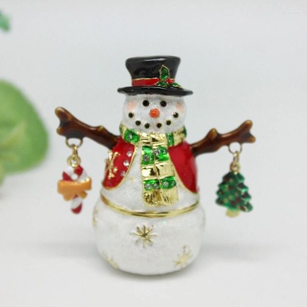 Figurines décoratines Shinnygifts Style Cadeaux de Noël Snowman Box Box Box Home Bijoux Cadeau