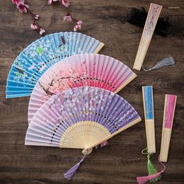 Decoratieve beeldjes Silk Fan Vintage Chinese Japanse stijl Bloem Vouw Home Decoratie Wedding Party Dance Hand Art Craft Women Gift