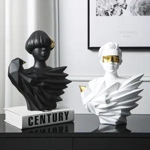 Figurines décoratives simples modernes noirs et orport d'oiseau doré Modèle Room Living TV Cabinet Wine Afficher