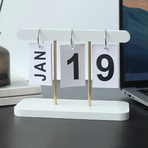 Decoratieve beeldjes Eenvoud Zwart Wit Houten Kalender Flip Lijst Tijd Perpetual Veranda Bureau Ornament Woondecoratie Eenvoudig