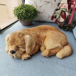 Decoratieve beeldjes Simulatie Dier Golden Retriever Husky Wolfhound Toy Polyethyleenefurs Liegen Hondenmodel Home Decoratie Gift Y0059