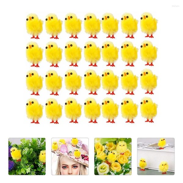 Figuritas decorativas simulación pollito de Pascua Mini encantador pollo de peluche Artificial adornos de fiesta suministros regalo niños juguete