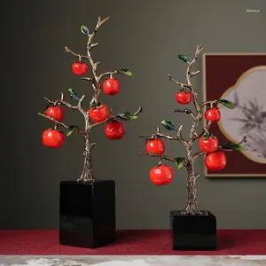 Figurines décoratines simulation kaki arbre arbre pomme artisanat artisanat de plante artificielle ornement de décoration de chambre accessoires
