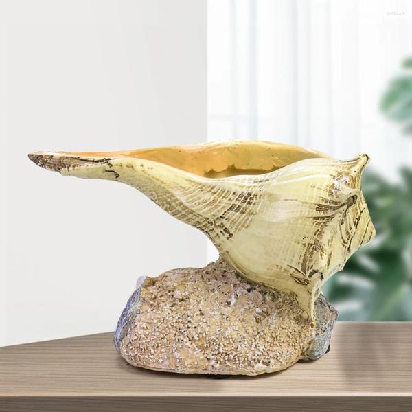 Figurines décoratines simulation Salisbury's Spindle Conch Shell Wedding Home Decor Collection Resin Collection Artisanat Succulent Flower Pot Balcon