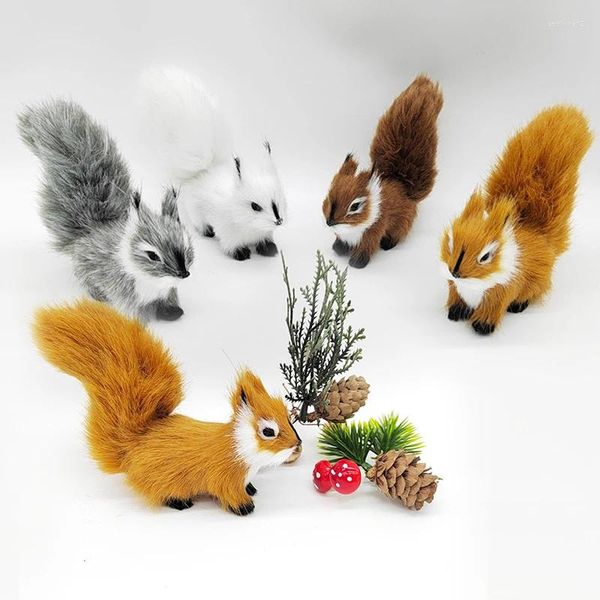 Figurines décoratines simulation écureuil animal miniatures artificiels faux jardin ornements de table de Noël décoration de table de Noël