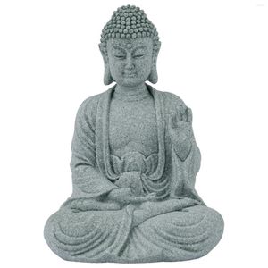 Decoratieve beeldjes Zittende Boeddha Hars Standbeeld Boeddhisme Desktop Collectible Decoratie Ambachtelijke Beeldje Steen Zen Effect Voor Huis Tuin