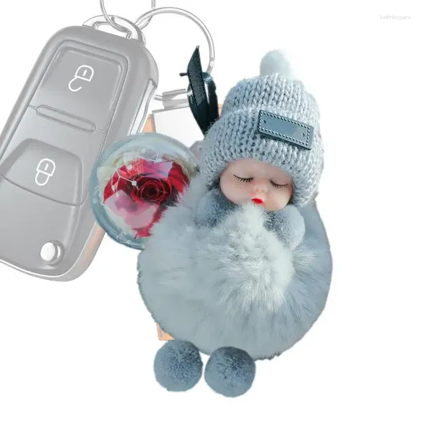 Figurines décoratives Sleeping Doll en peluche Keychain mignon pendant jouet en peluche clés d'anime animaux moelleux avec