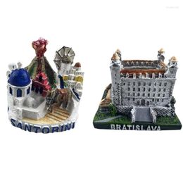 Figurines décoratives Slovaquie Château de Bratislava Grèce Santorin Volcan Île Miniatures Cadeaux d'anniversaire Décoration d'intérieur Modèle de construction