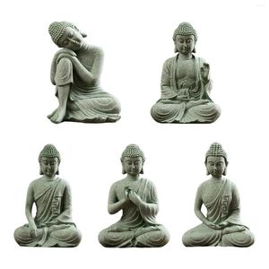 Figurines décoratines Small Bouddha Statue Ornement Yoga Rustique Oriental pour le bureau intérieur du bureau de bureau méditant