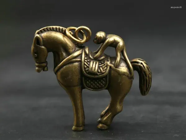 Figurines décoratives Small Curio Chinese Bronze Zodiac Animal Horse Minesh Wilding Statue Pendentif