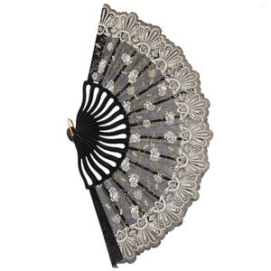 Decoratieve beeldjes kleine bloem roos fan partij gunst vouw vintage opvouwbare kant plastic dans rekwisieten miss voor decor handfans vrouwen