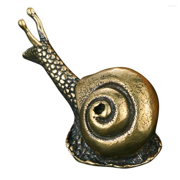 Figurines décoratines Snail Animal figurine mini statue ornement miniature décor en laiton jardin mignon cuivre animal rétro ornements de thé sculpture de thé