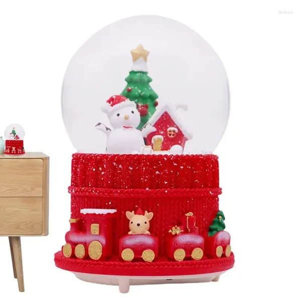 Figurines décoratives Blobes de neige avec de la musique de base de la résine de base de verre de verre caricaturé Santa Claus Décoration musicale Ornements cadeaux de Noël