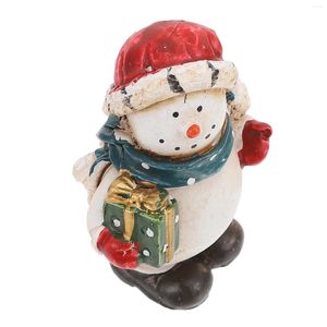 Figurines décoratives bonhomme de neige, ornement de noël en résine, artisanat Miniature, ornement pour aîné