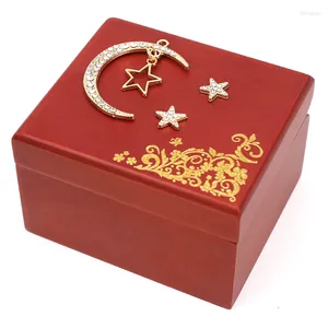 Figuras decorativas Softalk Little Stars Mirror Red Wood Music Box Birthday Christmas Valentine Regalo