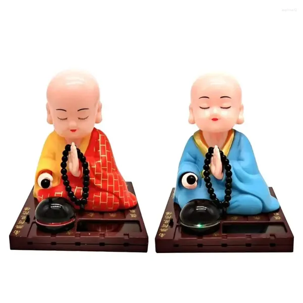 Figurines décoratines Solaire Bobble Shaking Head Dancing Jouet Buddhist moine Doll Statues Car Dash Board Dec board décorations